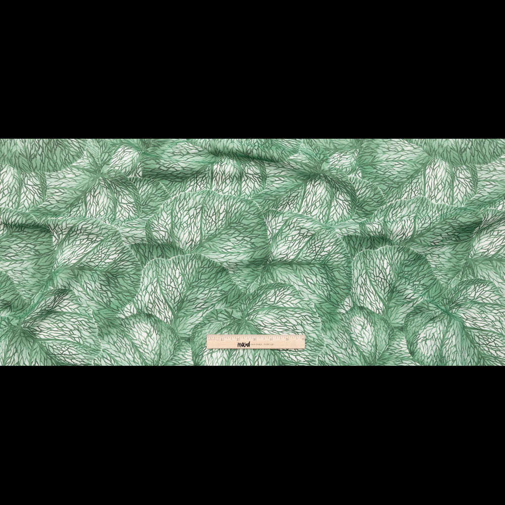 Green Tropical Leaves Printed Woven