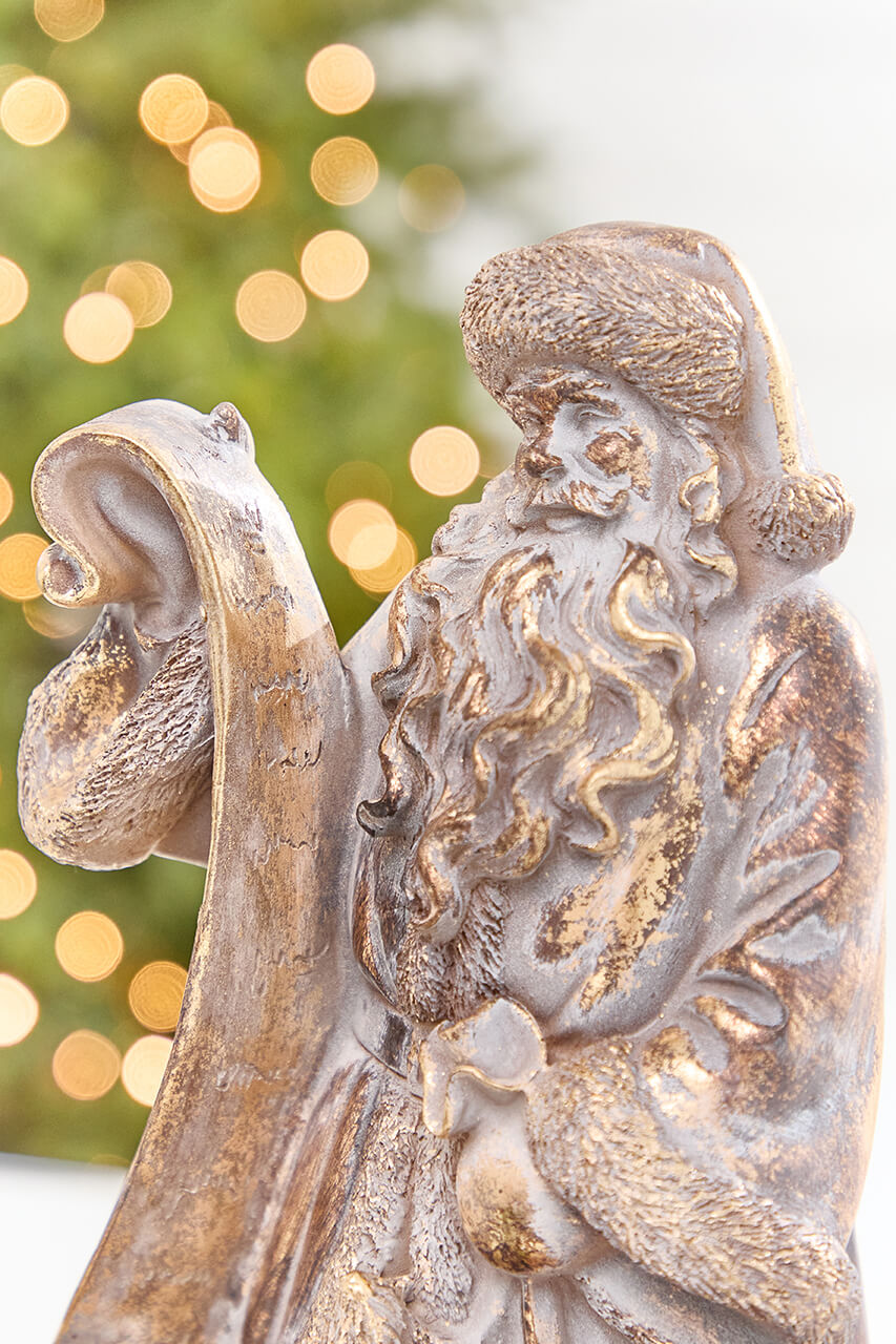15" Santa with List Resin Figure