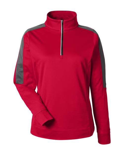 CORE365 Women's Market Snag Protect Mesh Colorblock Quarter-Zip Pullover