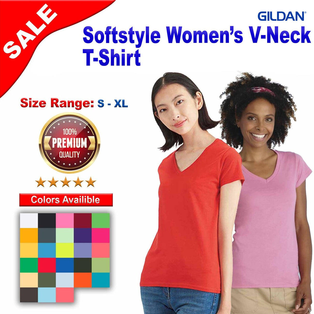 Gildan® Softstyle Ladies Fit Short Sleeve V-Neck T-Shirt