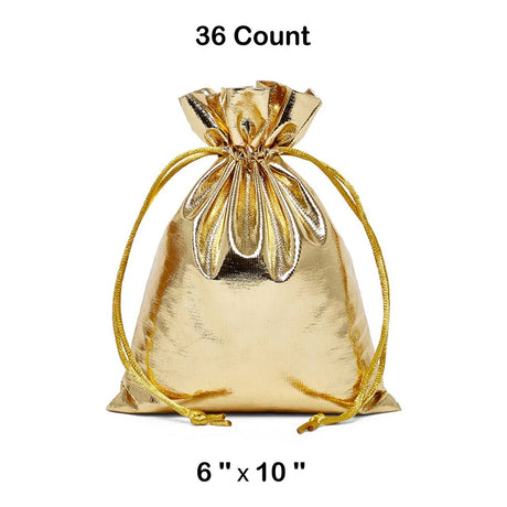 Metallic Lame Bags 6 '' x 10 '' Gold Color 12 EACH / PACKAGE