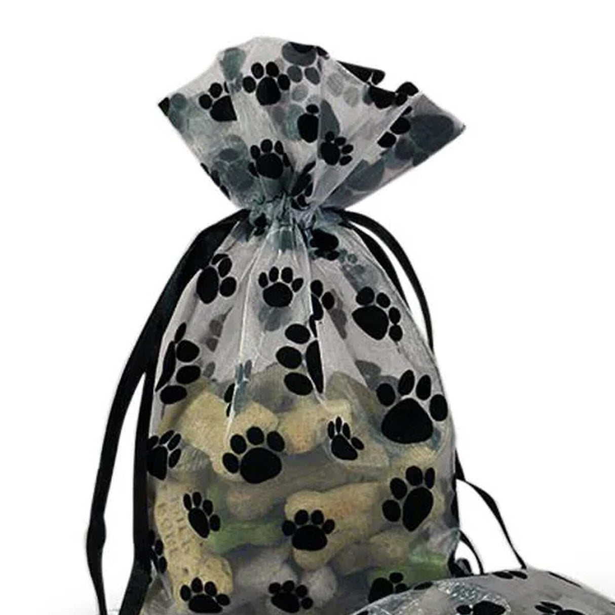 Paw Print Organza Bag 4" x 6" Stylish and Practical