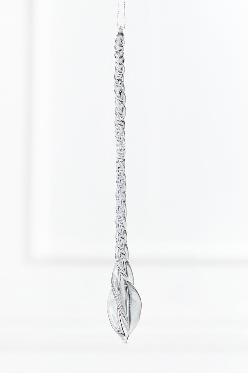 9.75" Twisted Glass Icicle Ornament