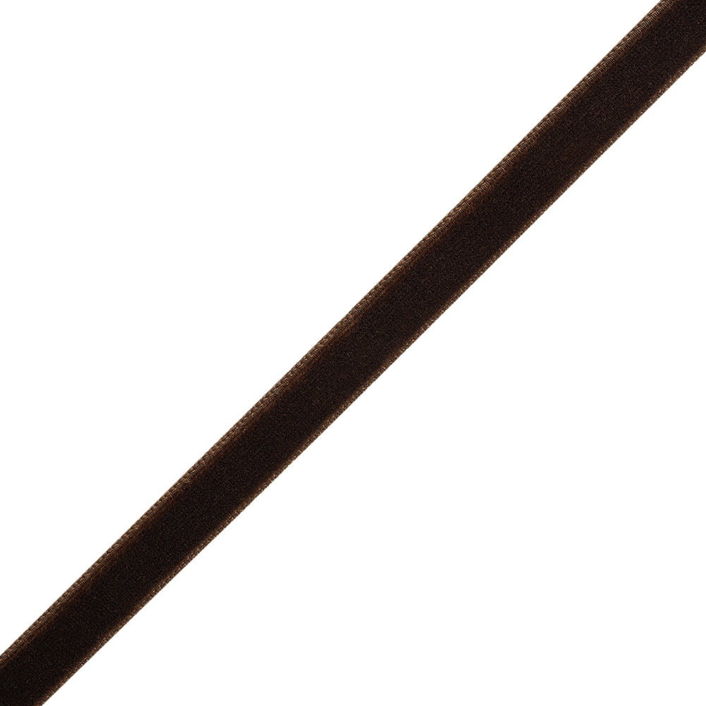 Double Faced Velvet Ribbon Made in Italy - 3/8" - Brown - Delphine Collection