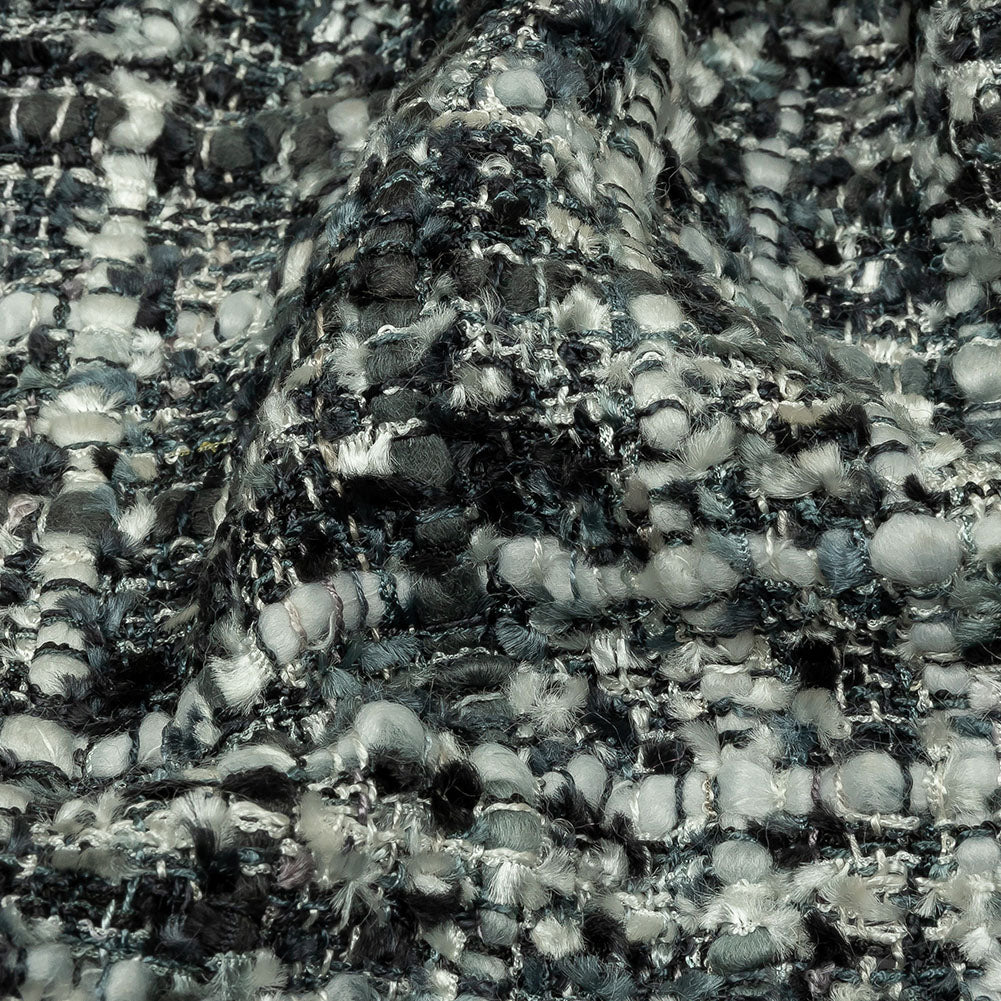 Viscose and Acrylic Chenille Tweed - Phantom, Gray and White - Newcastle Collection
