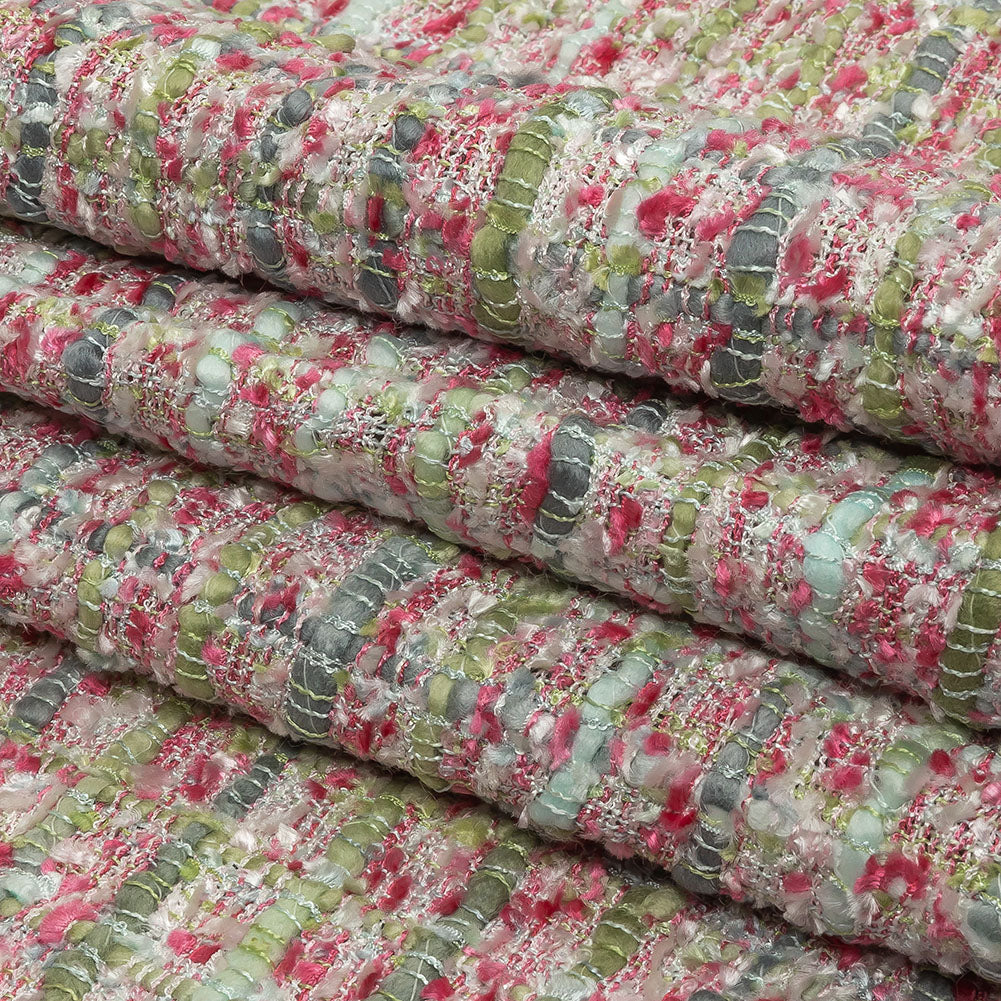 Viscose and Acrylic Chenille Tweed - Baby Pink, White and Sage Green - Newcastle Collection