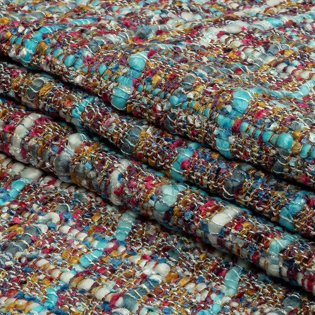 Viscose and Acrylic Chenille Tweed - Sky, Bronze Mist, and Magenta - Newcastle Collection