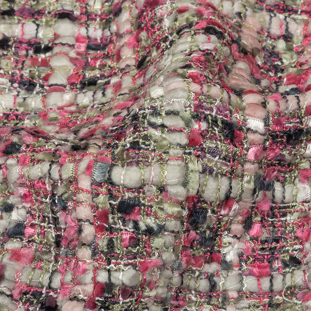 Viscose and Acrylic Chenille Tweed - Gray, Pale Sage and Orchid Pink - Newcastle Collection