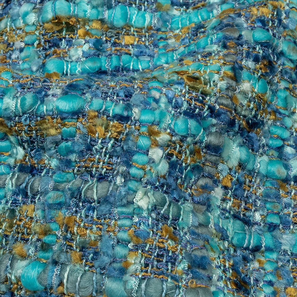 Viscose and Acrylic Chenille Tweed - Blue, Mustard and Arctic Green - Newcastle Collection