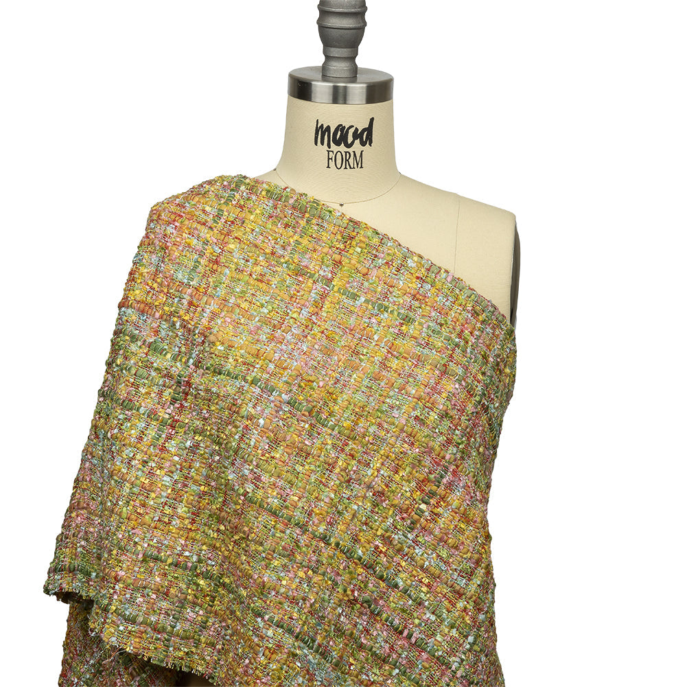Viscose and Acrylic Chenille Tweed - Yellow, Minced Herb and Pink - Newcastle Collection