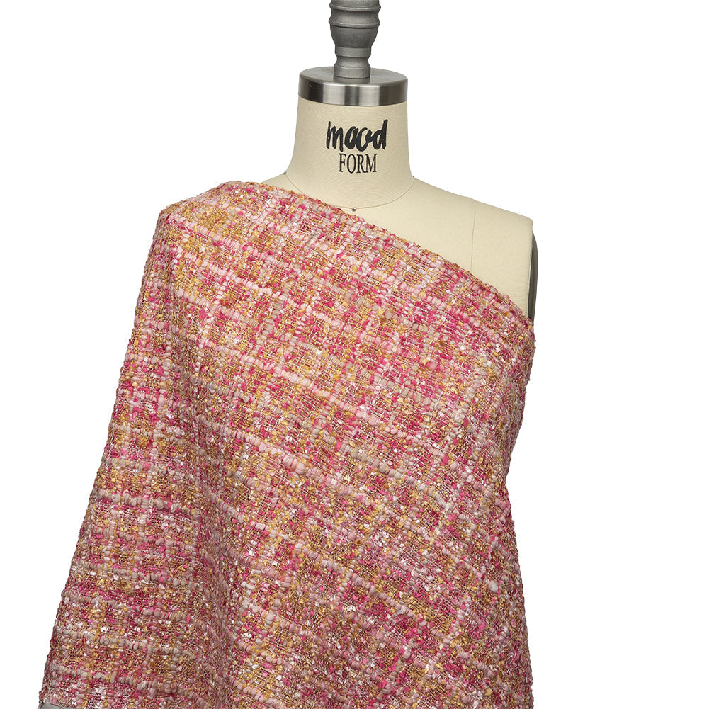 Viscose and Acrylic Chenille Tweed - Pink, Magenta and Yellow - Newcastle Collection