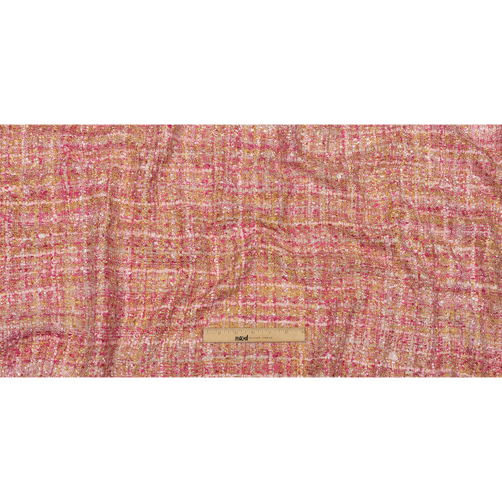 Viscose and Acrylic Chenille Tweed - Pink, Magenta and Yellow - Newcastle Collection