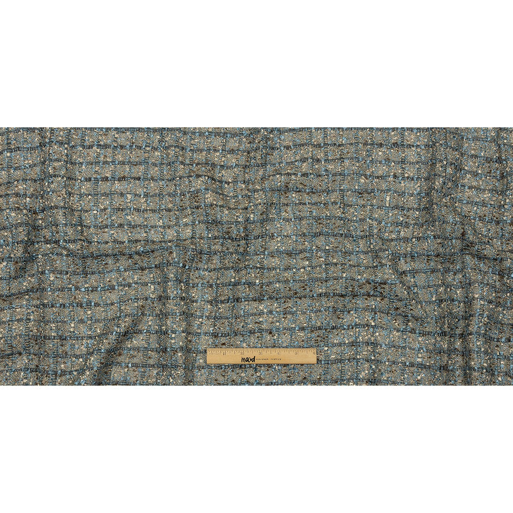 Viscose and Acrylic Chenille Tweed - Taupe and Blue Metallic - Newcastle Collection