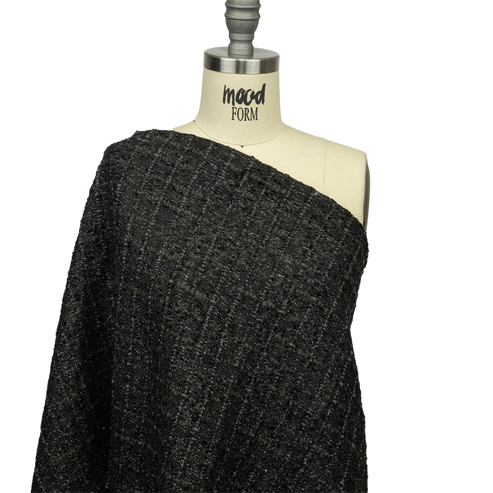Viscose and Acrylic Chenille Tweed - Charcoal, Black Bean and Metallic Silver - Newcastle Collection