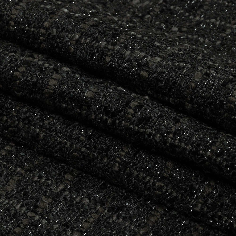 Viscose and Acrylic Chenille Tweed - Charcoal, Black Bean and Metallic Silver - Newcastle Collection
