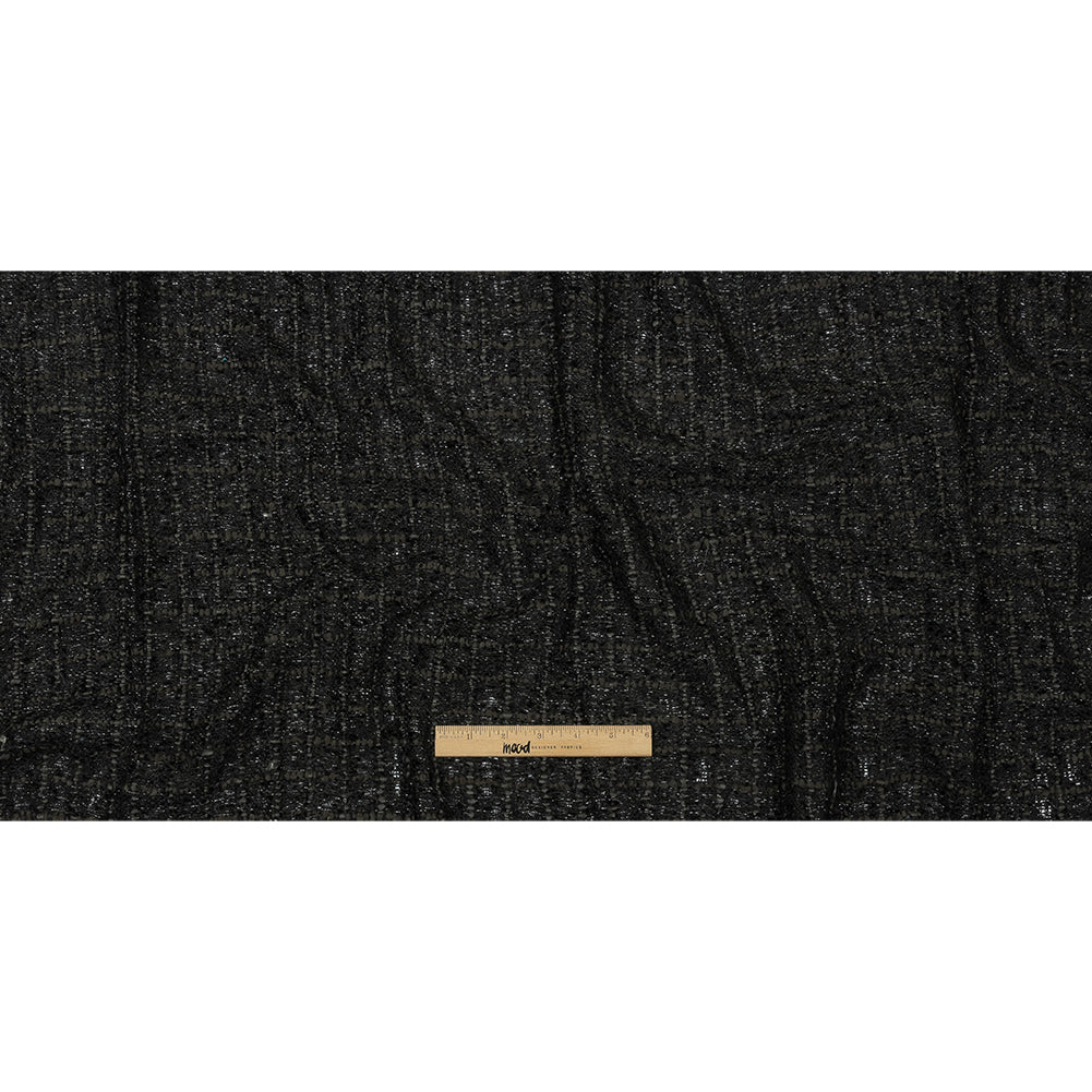 Viscose and Acrylic Chenille Tweed - Charcoal, Black Bean and Metallic Silver - Newcastle Collection