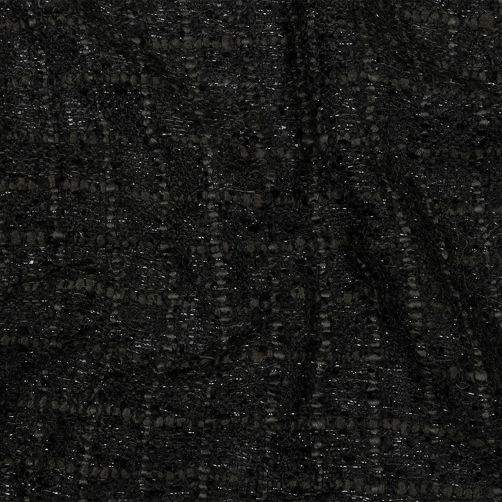 Viscose and Acrylic Chenille Tweed - Charcoal, Black Bean and Metallic Silver - Newcastle Collection
