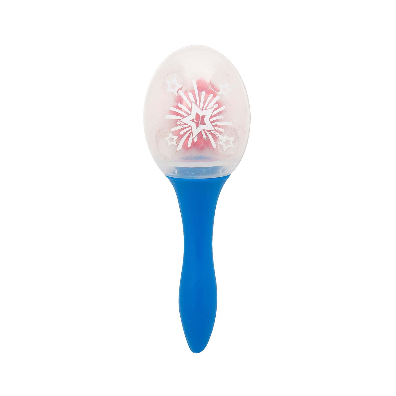 5 1/4" Clear Patriotic Plastic Maracas with Red Beads 12 Pieces