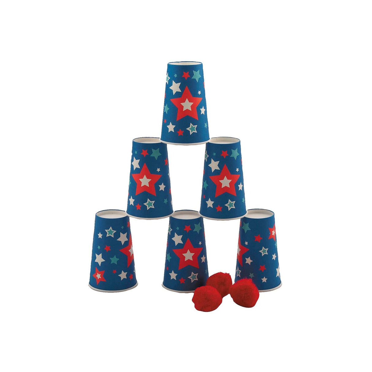 5 1/4" Patriotic Red, White & Blue Pom-Pom Bowling Game Set 9 Pc.