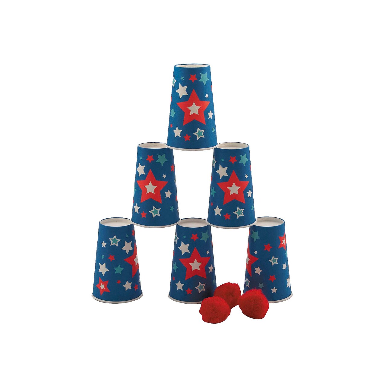 5 1/4" Patriotic Red, White & Blue Pom-Pom Bowling Game Set 9 Pc.
