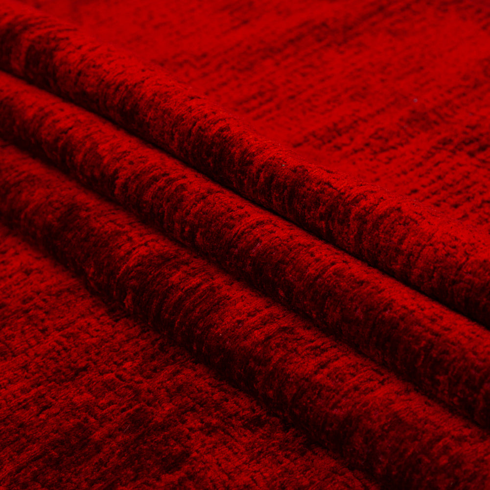Sinful Red Polyester Upholstery Chenille