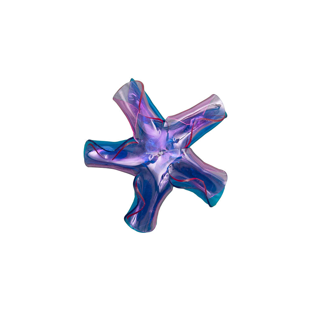 Italian Blue and Pink 3D Flower Applique - 2.875"