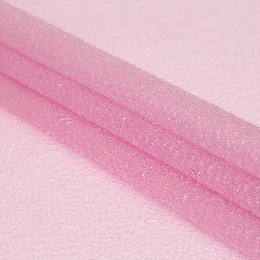 Metallic Pink Striped Bubble Wrap Organza Brocade