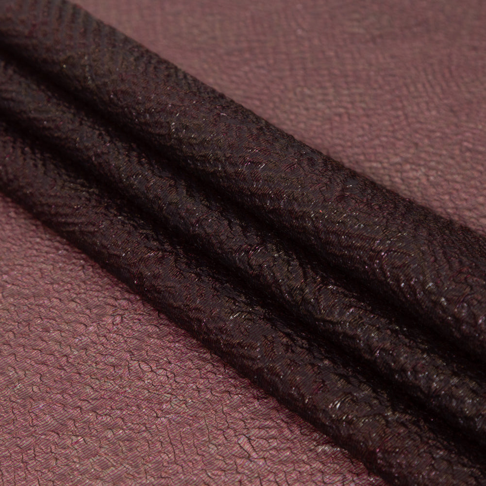 Metallic Wine Striped Bubble Wrap Organza Brocade