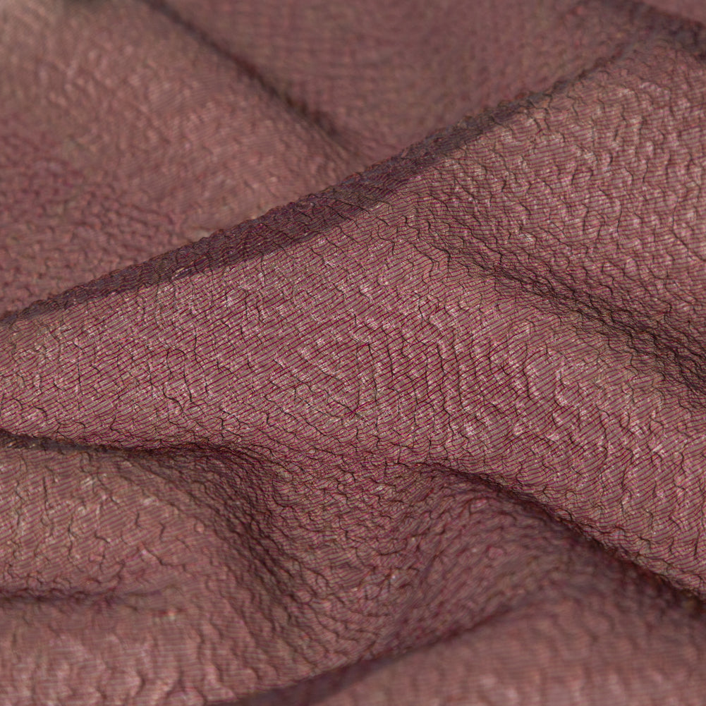 Metallic Wine Striped Bubble Wrap Organza Brocade