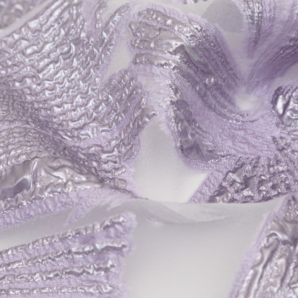Metallic Lavender Large-Scale Burnout Floral Luxury Brocade