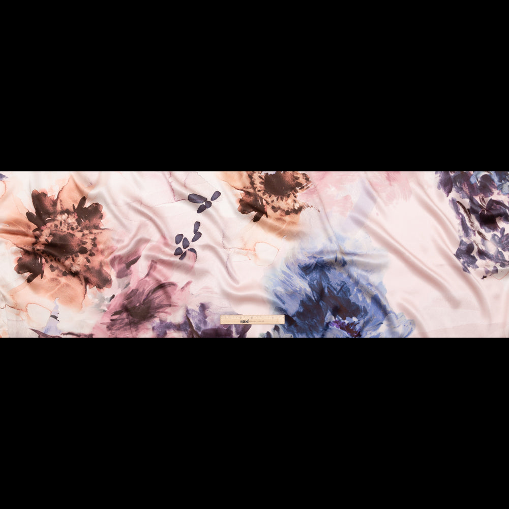 Mood Exclusive Italian Pale Pink Abstract Floral Silk Charmeuse