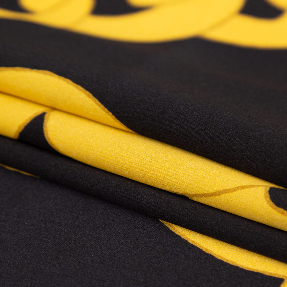 Mood Exclusive Italian Black and Gold Large Chains Digitally Printed Silk Charmeuse