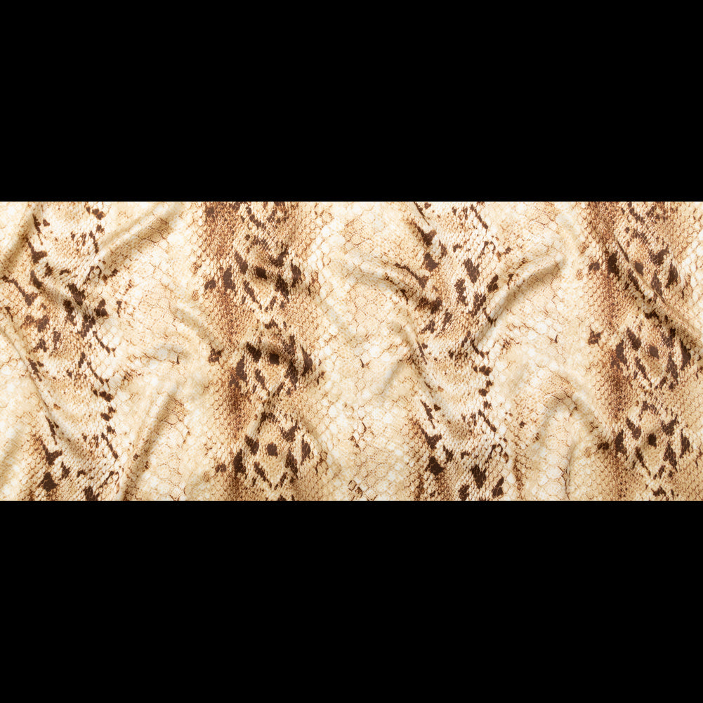 Mood Exclusive Italian Frozen Dew and Brown Python Printed Silk Charmeuse