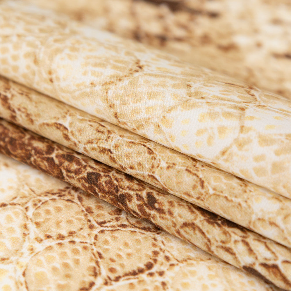Mood Exclusive Italian Frozen Dew and Brown Python Printed Silk Charmeuse