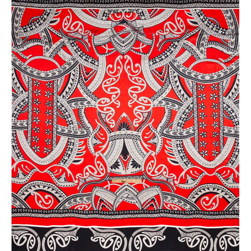 Mood Exclusive Italian Red and Black Large-Scale Digitally Printed Silk Charmeuse Panel