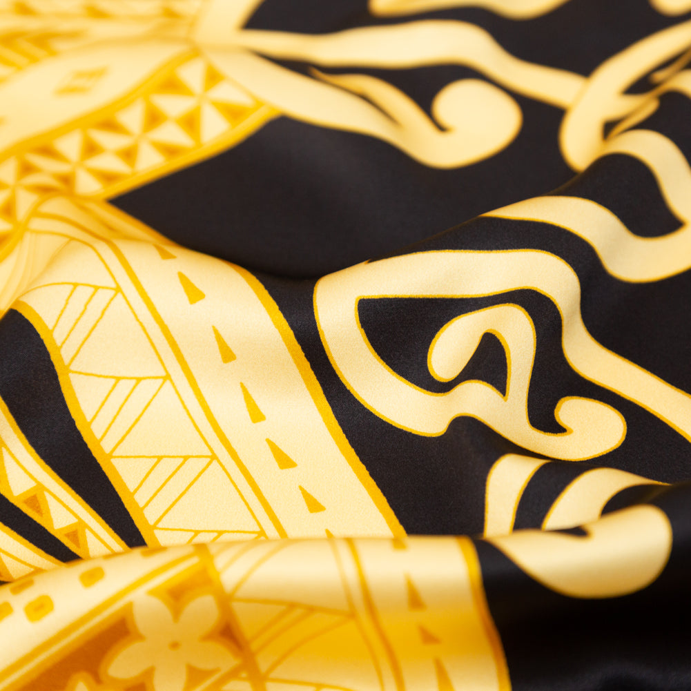 Mood Exclusive Italian Black and Golden Spice Large-Scale Digitally Printed Silk Charmeuse Panel