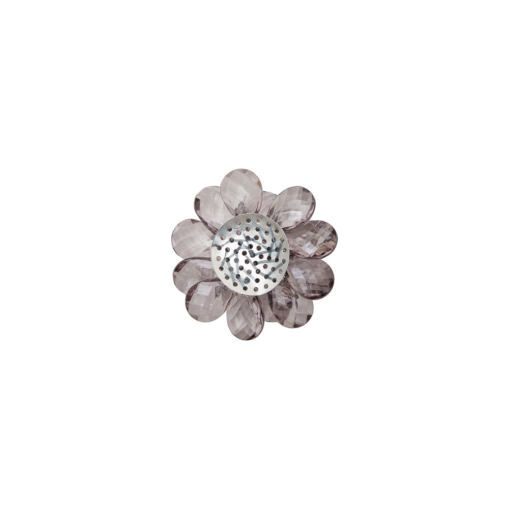 Italian Translucent Black Glass Flower Applique/Brooch - 2"