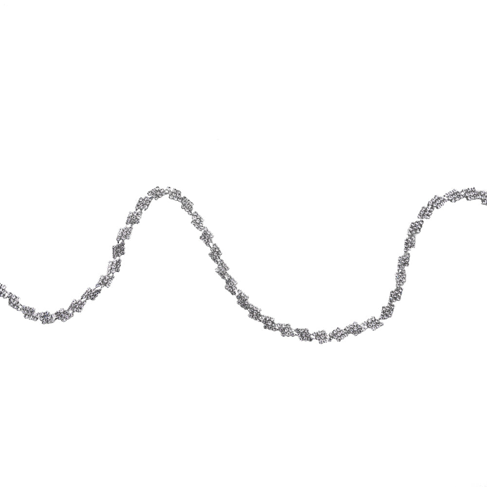 Italian Crystal and Silver Rhinestone Trim - 0.375"