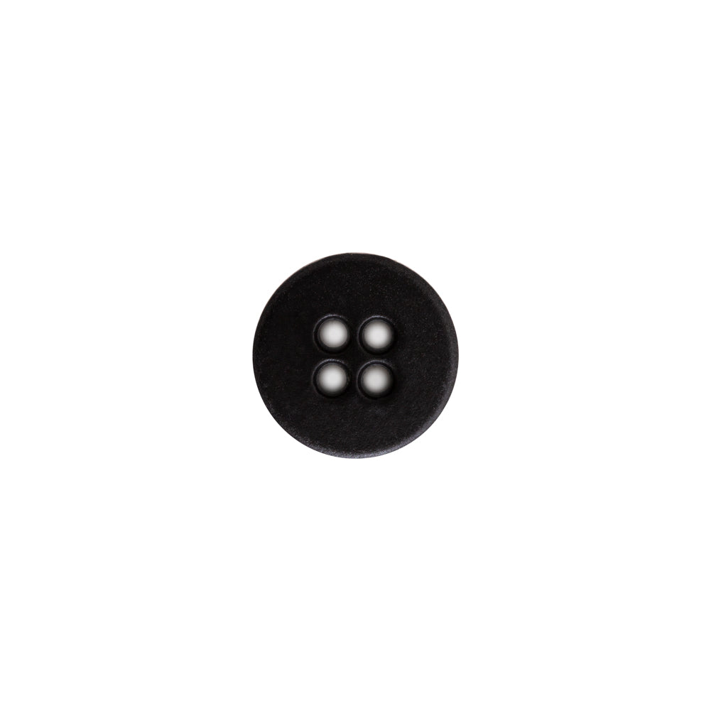 Italian Black Plastic 4-Hole Button - 18L/11.5mm