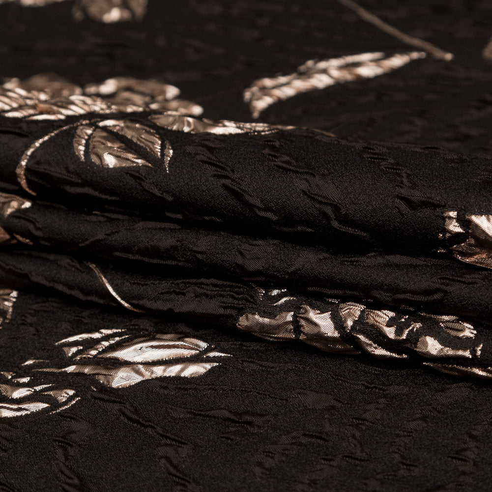 Metallic Rose Gold and Black Rosy Luxury Brocade