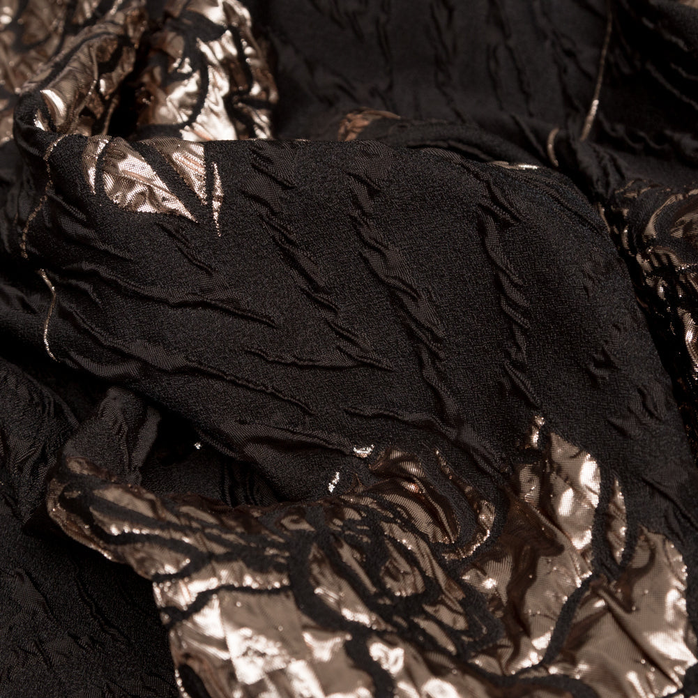 Metallic Rose Gold and Black Rosy Luxury Brocade