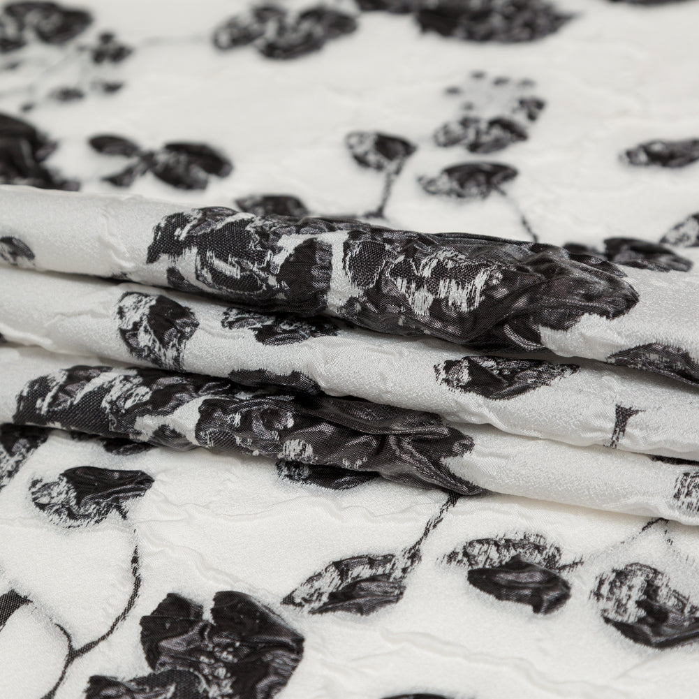 Metallic Black and White Alyssum Rosy Luxury Brocade