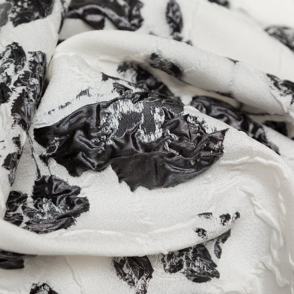 Metallic Black and White Alyssum Rosy Luxury Brocade