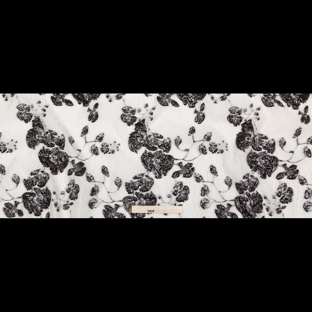 Metallic Black and White Alyssum Rosy Luxury Brocade