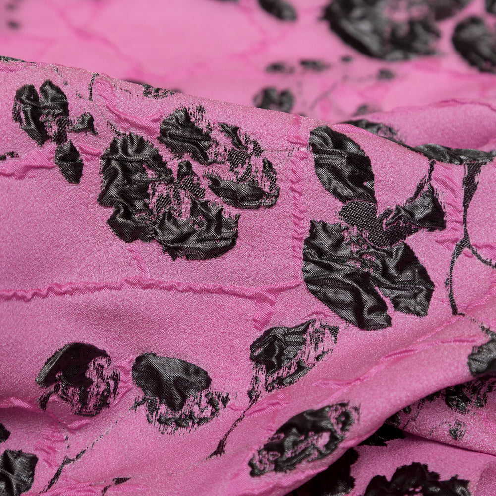 Metallic Black and Sachet Pink Rosy Luxury Brocade