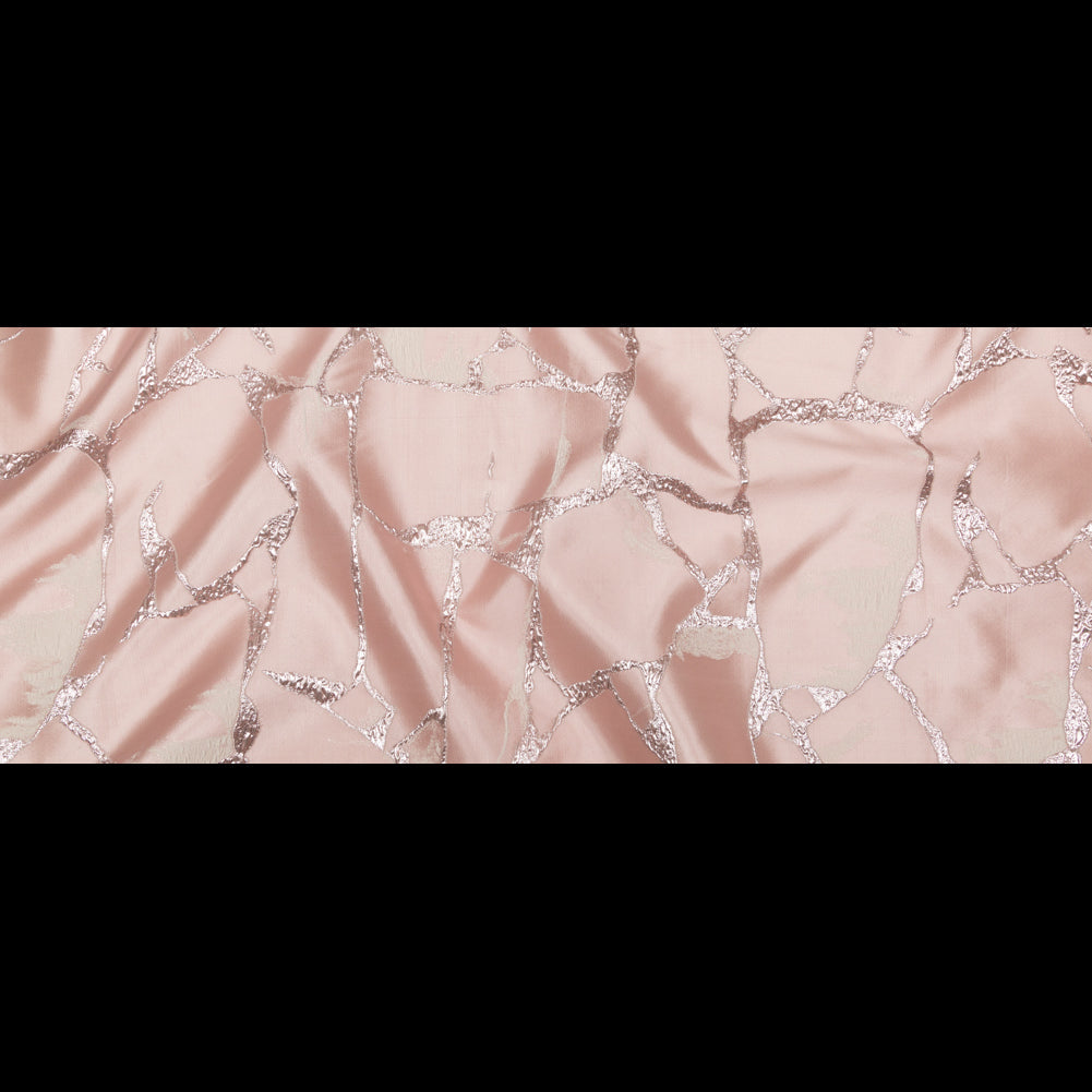 Metallic Dynasty Pink, Misty Rose and Shell Satin-Faced Abstract Luxury Brocade