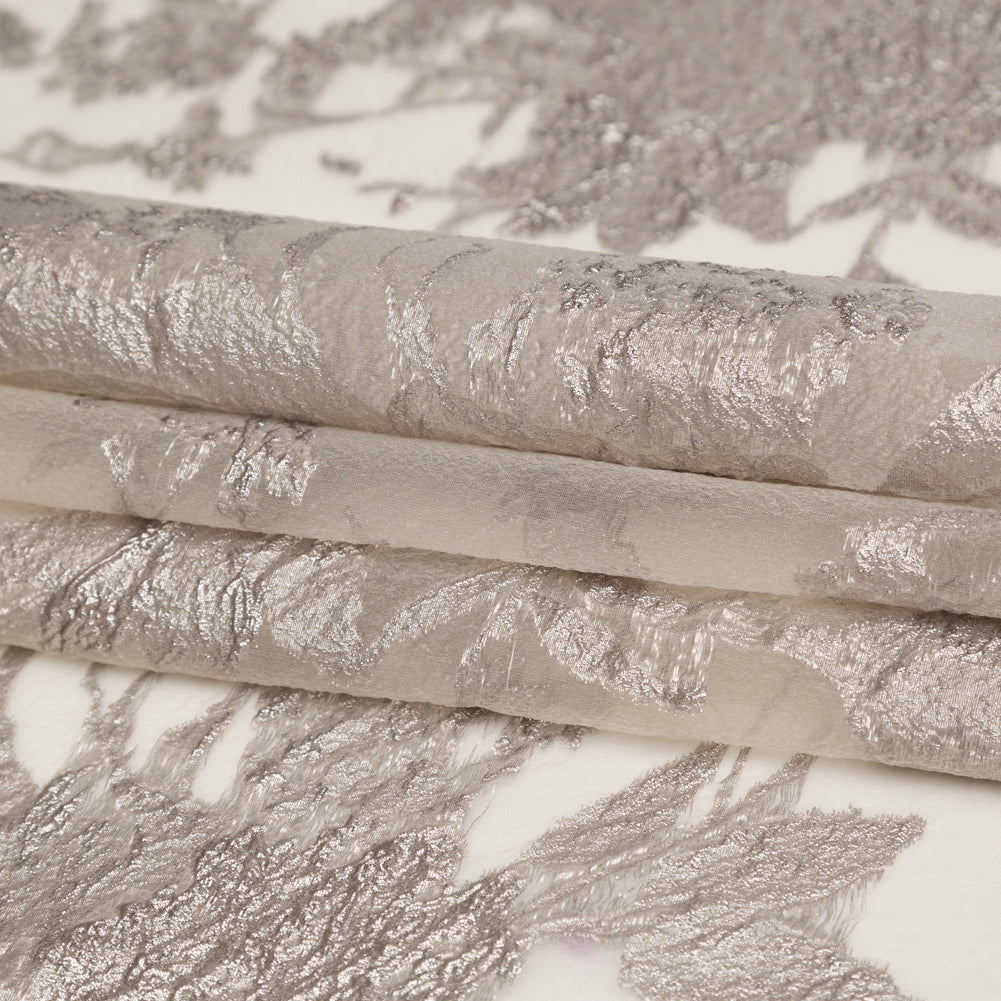 Metallic Tuffet and Pure Cashmere Abstract Luxury Organza Brocade