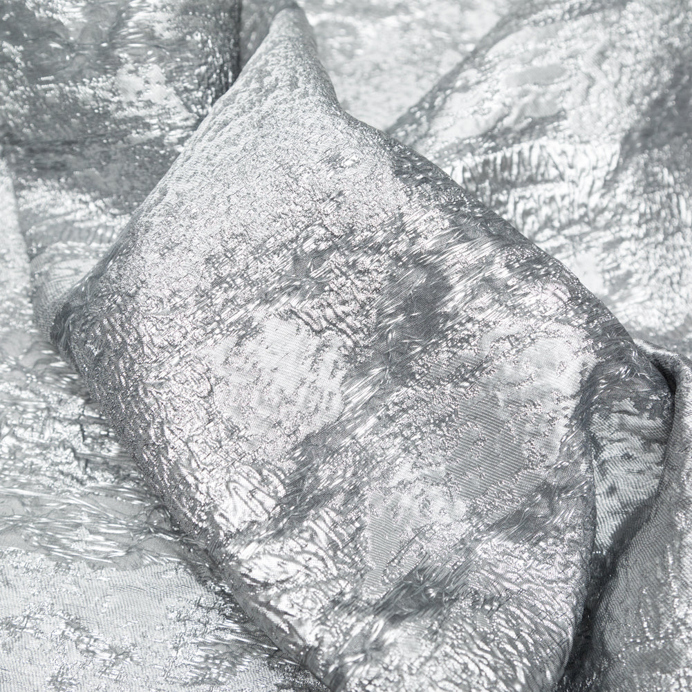 Metallic Matte Silver Abstract Luxury Brocade