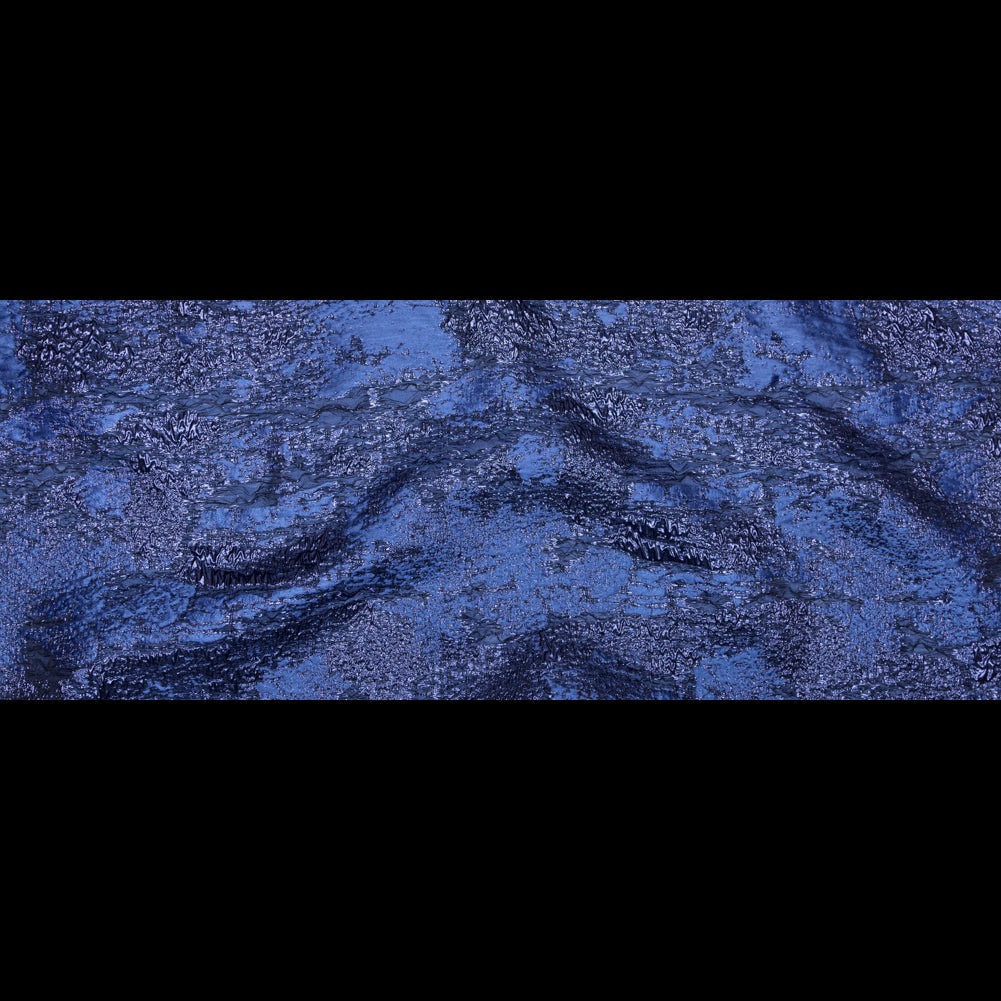 Metallic Blue Morpho and Navy Peony Abstract Luxury Brocade