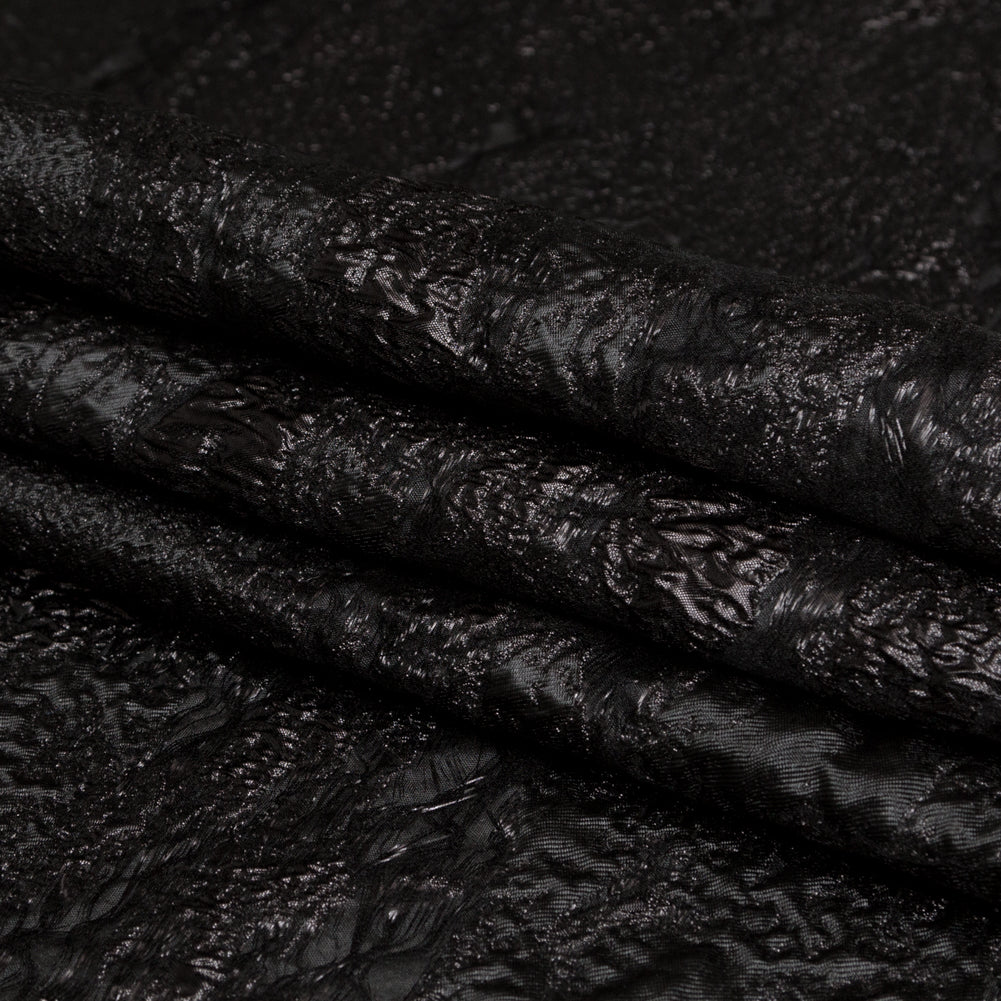 Metallic Black Abstract Luxury Brocade